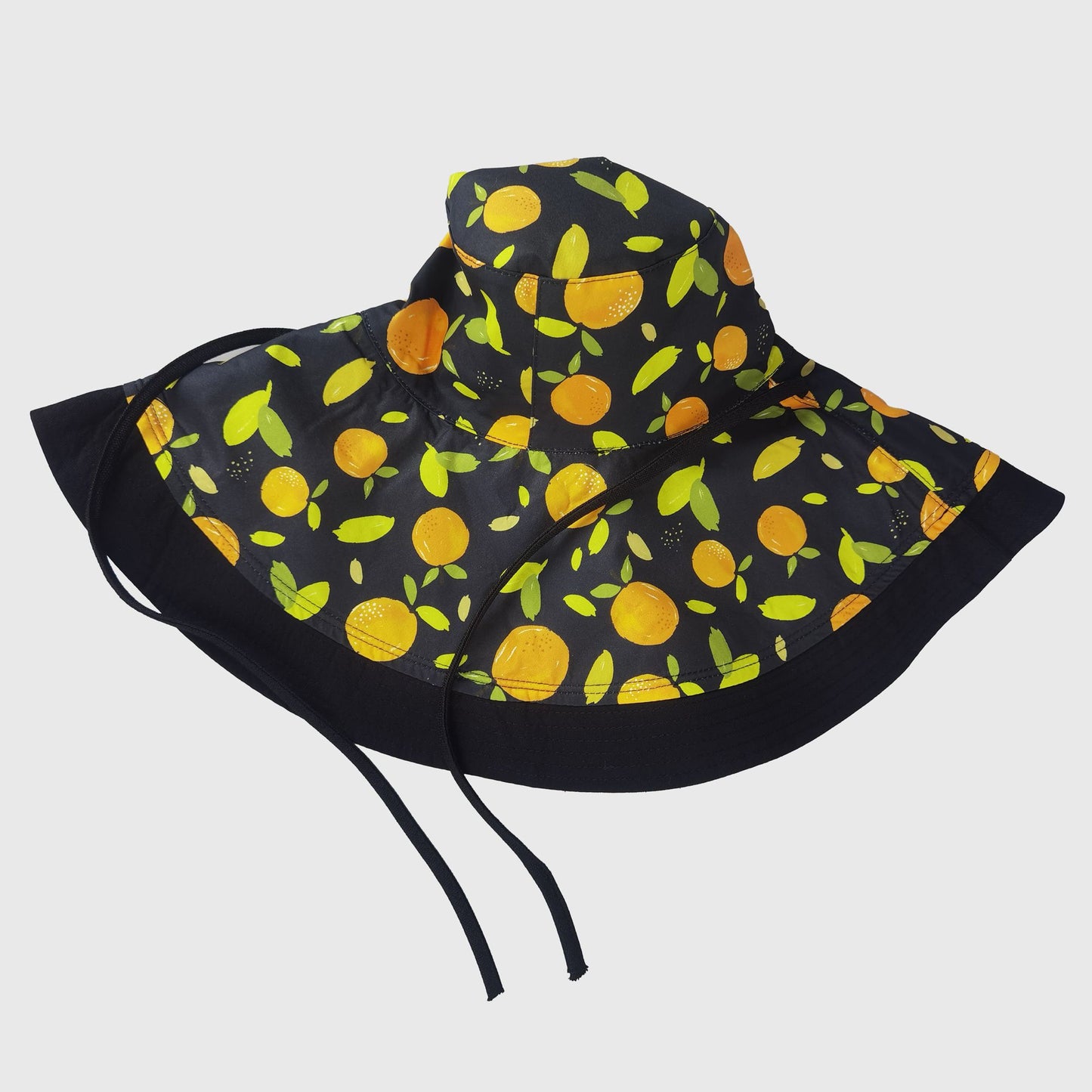 Women's Reversible Wide - Brim Sun Hat with Fruit Pattern Lining