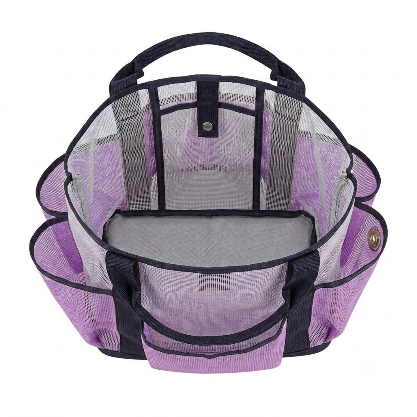 Mesh Beach Tote Bag with Multiple Outside Pockets Open Top Carry Handles for Pool Gym and Travel