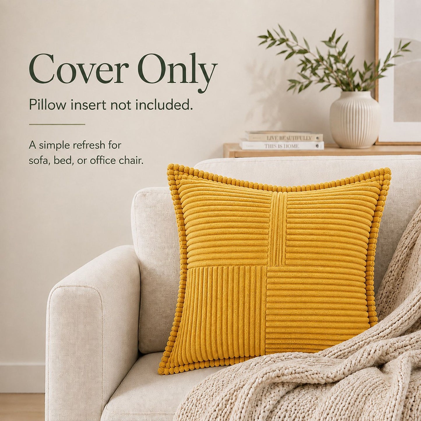 Soft Corduroy Decorative Throw Pillow Cover Geometric Accent Cushion Cover for Sofa Bed
