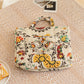 Fabric Storage Basket Quilted Cotton Organizer Bin with Floral Print Decorative Storage