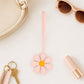 Pink Faux Leather Flower Bag Charm Purse Accessory with Loop Strap