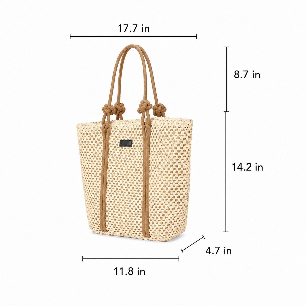 Woven Straw Beach Tote Bag Large Capacity Summer Shoulder Carryall with Contrast Straps