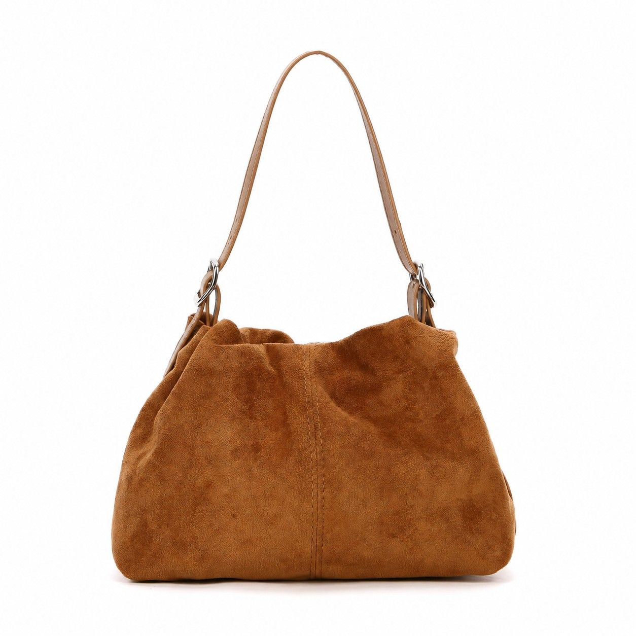 Faux Suede Hobo Shoulder Bag with Adjustable Strap Magnetic Closure and Interior Pocket