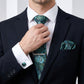 Men's Paisley Pattern Tie Gift Set with Matching Pocket Square Cufflinks and Silver Tie Clip