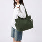 Corduroy Tote Bag Large Capacity Shoulder Bag with Side Pockets and Zipper Closure