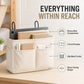 Hanging Bedside Storage Caddy with Hooks and Multiple Pockets Bed Rail Organizer