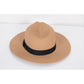 Wide Brim Straw Fedora Sun Hat with Black Band Lightweight Packable Summer Panama Hat for UV Protection