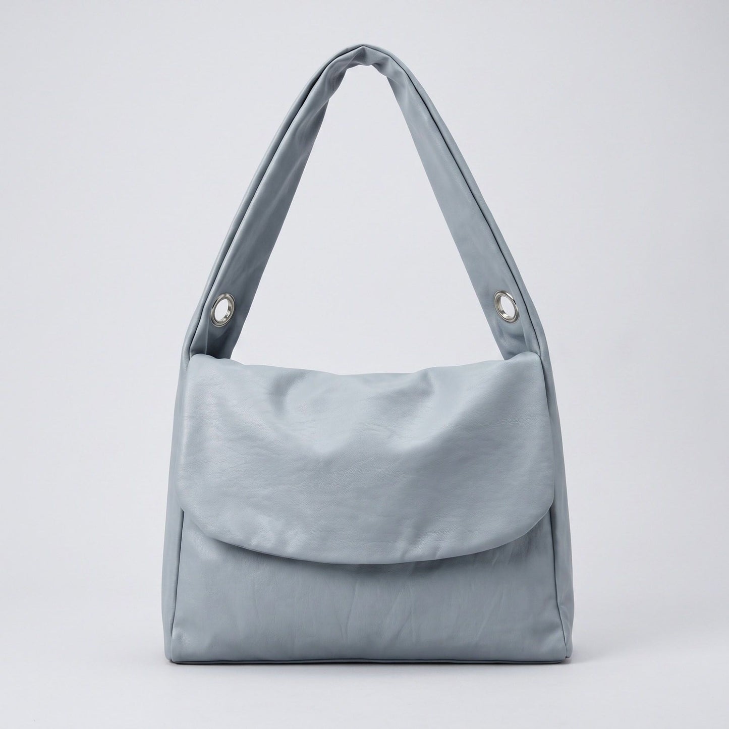 Flap Hobo Bag with Grommet Strap and Wide Shoulder Handle 11.8x9.5x4in