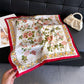 Vintage Floral Print Satin Feel Square Scarf Elegant Lightweight Fashion Neck Hair Scarf 27.5¡Á27.5 Inches