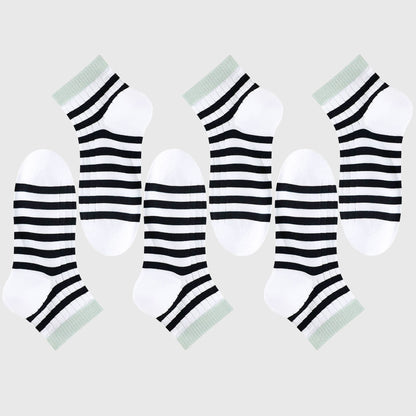 Men's 6pk Striped Casual Breathable Cotton Ankle Socks