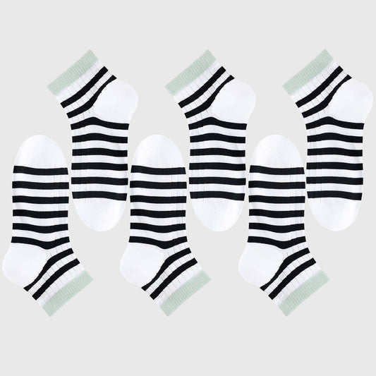 Men's 6pk Striped Casual Breathable Cotton Ankle Socks