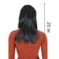 Women's Long Layered Straight Wig Synthetic Hair Fiber with Layered Bangs and Natural Highlights