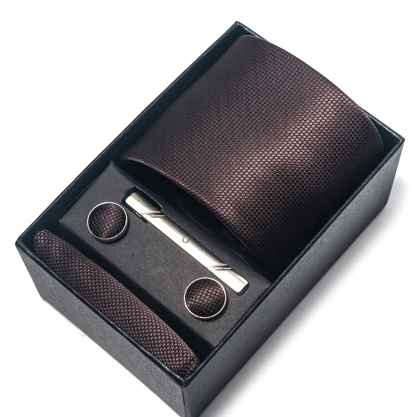Men's Formal Tie Gift Set with Pocket Square Cufflinks Tie Clip and Gift Box
