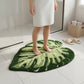 Tufted Floor Mat with Tropical Leaf Pattern Non Slip Backing Soft Plush Decorative Indoor Entryway Bathroom Rug