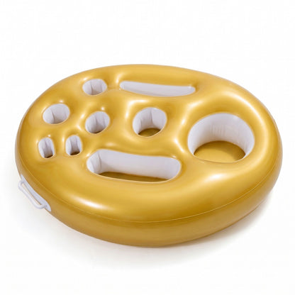 Gold Inflatable Pool Serving Float with Cup Holders and Snack Trays
