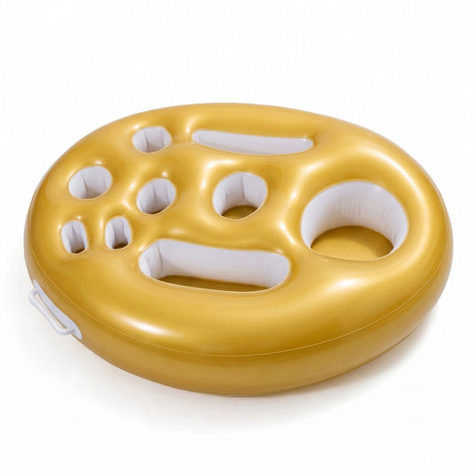 Gold Inflatable Pool Serving Float with Cup Holders and Snack Trays