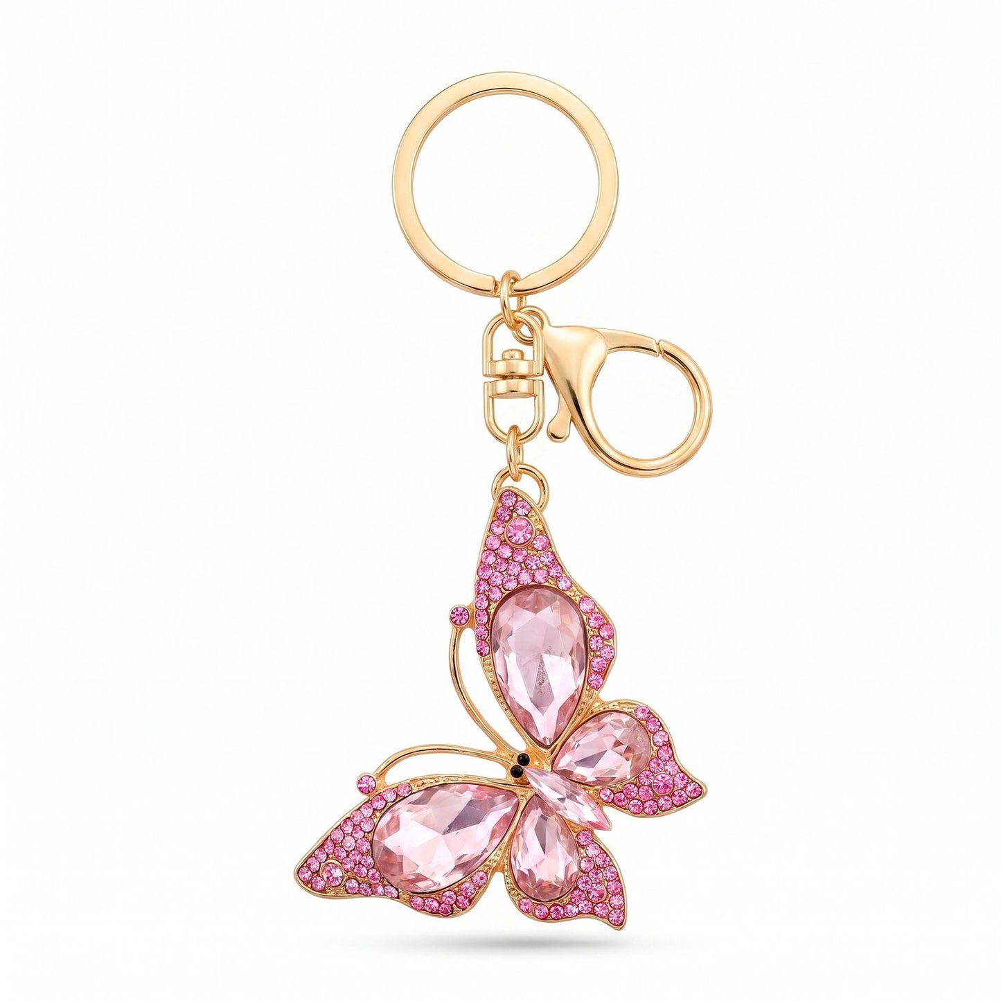 2pc Butterfly Rhinestone Keychain Bag Charm with Lobster Clasp