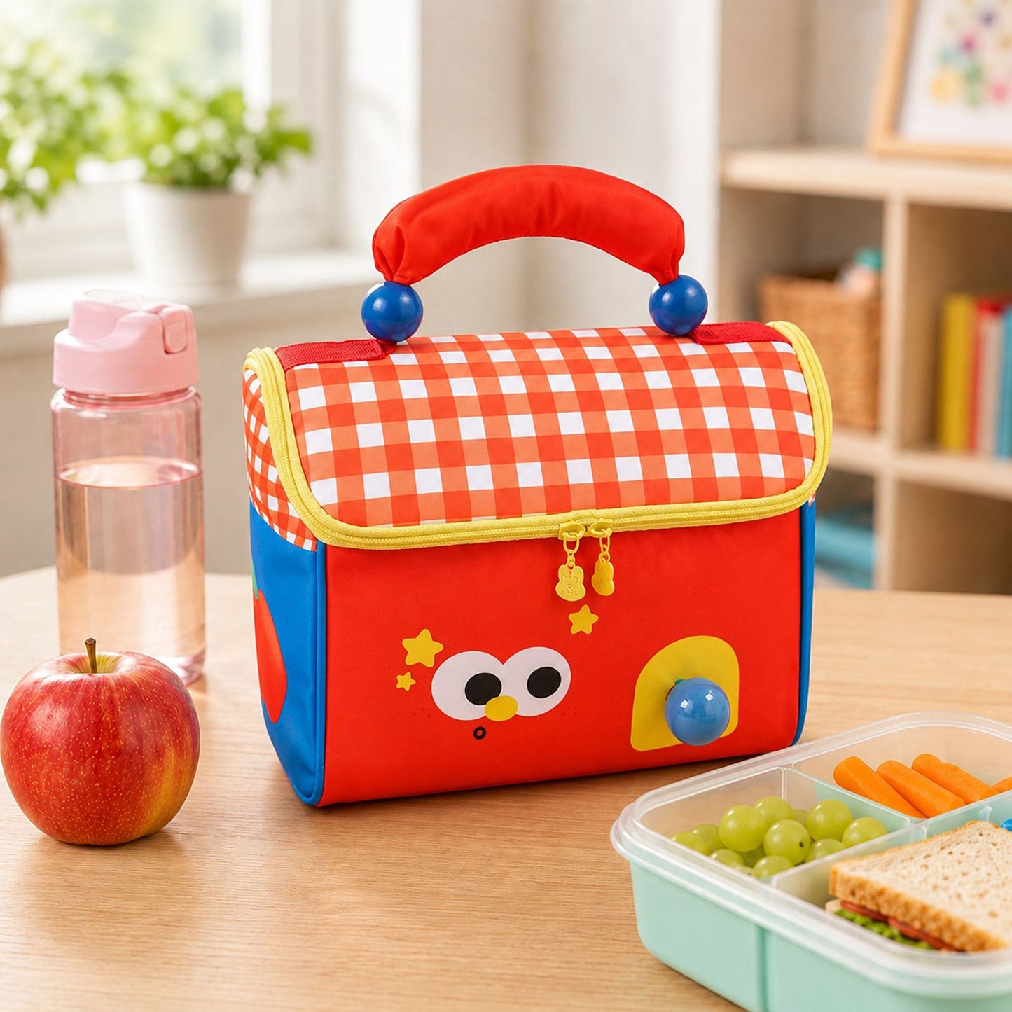 Kids Cartoon Lunch Bag with Padded Handle and Zipper Closure