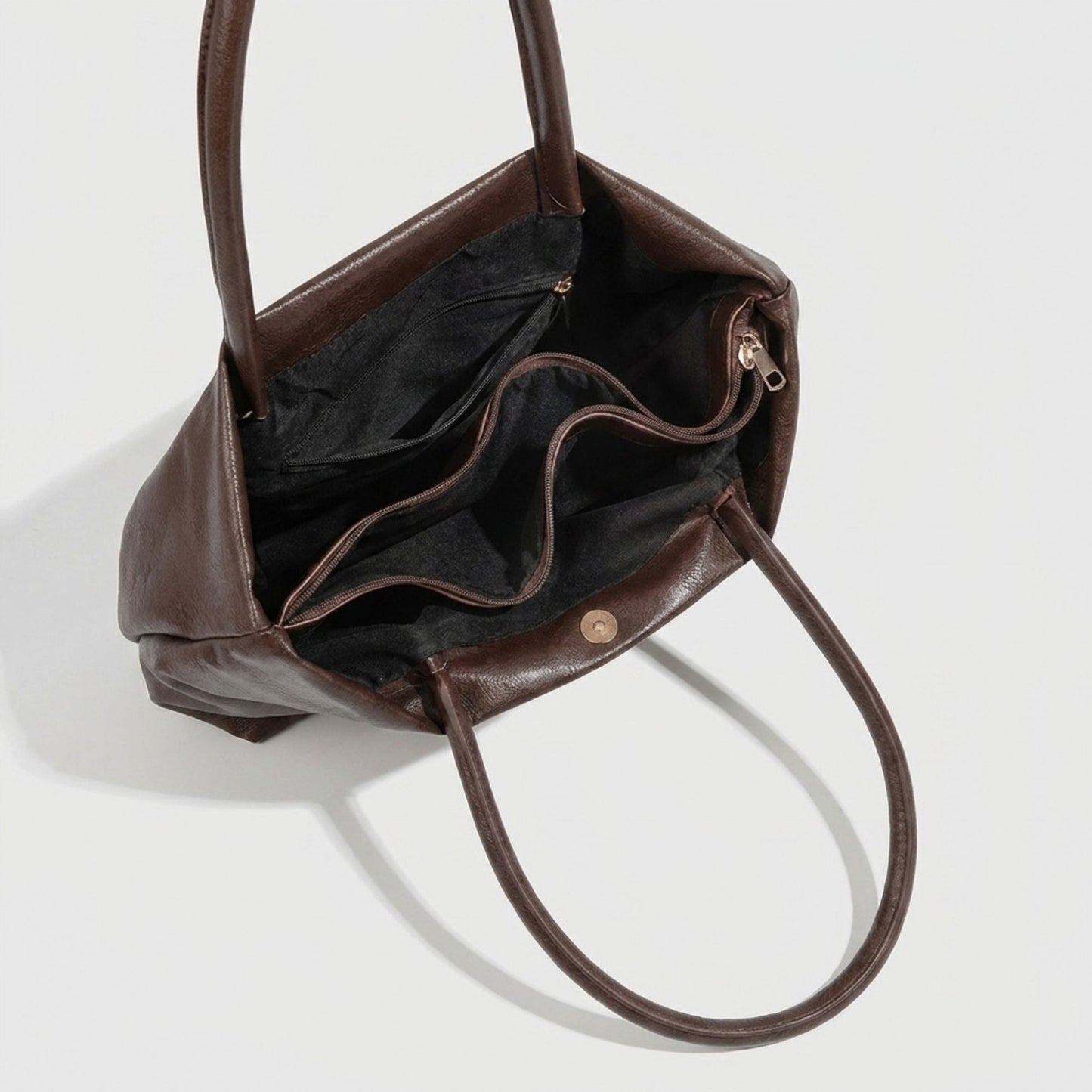 Large Capacity Pleated Faux Leather Shoulder Tote Bag for Work