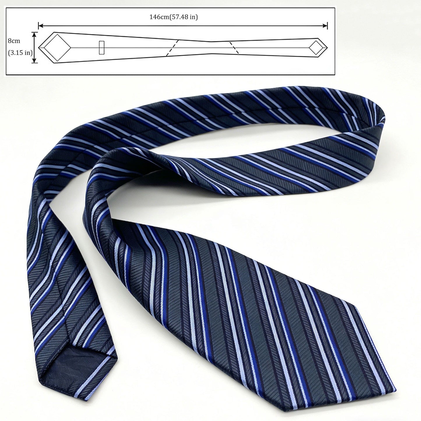 Men's Polyester Filament Tie with Multi-Tone Stripes - Formal Necktie for Business, Weddings & Daily Wear