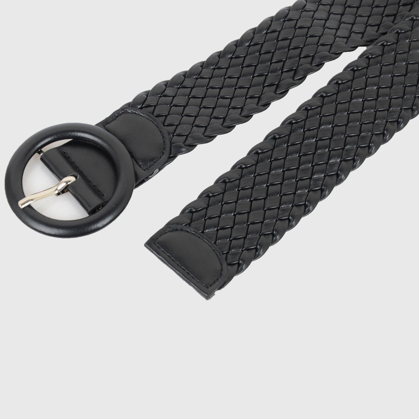 Sleek Woven Women's Belt with Plastic Buckle