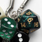 Multi Dice Charm Keychain with Heart Pendant Game Theme Bag Charm Clip Key Ring Accessory