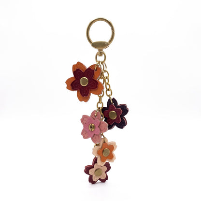 Layered Flower Keychain Bag Charm with Ring Clip