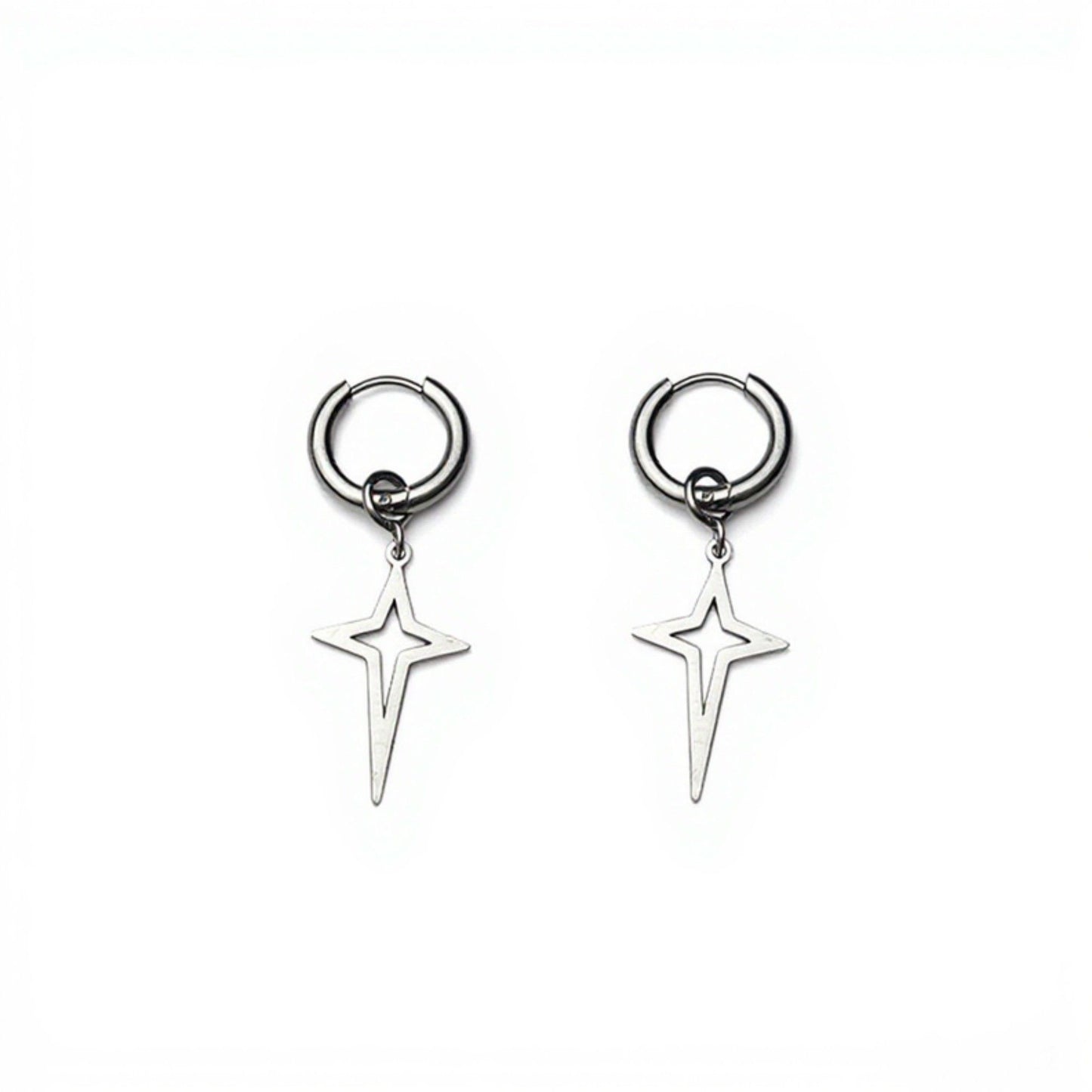 Star Drop Hoop Earrings with Cutout Geometric Charm and Sleek Minimalist Design for a Modern Stylish Everyday Accessory
