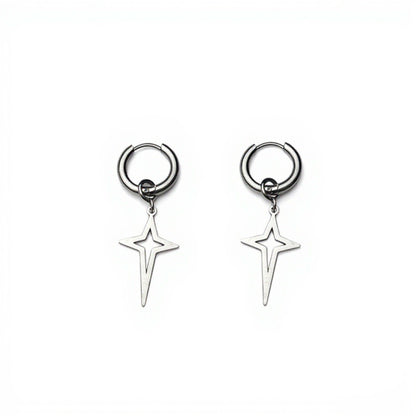 Star Drop Hoop Earrings with Cutout Geometric Charm and Sleek Minimalist Design for a Modern Stylish Everyday Accessory