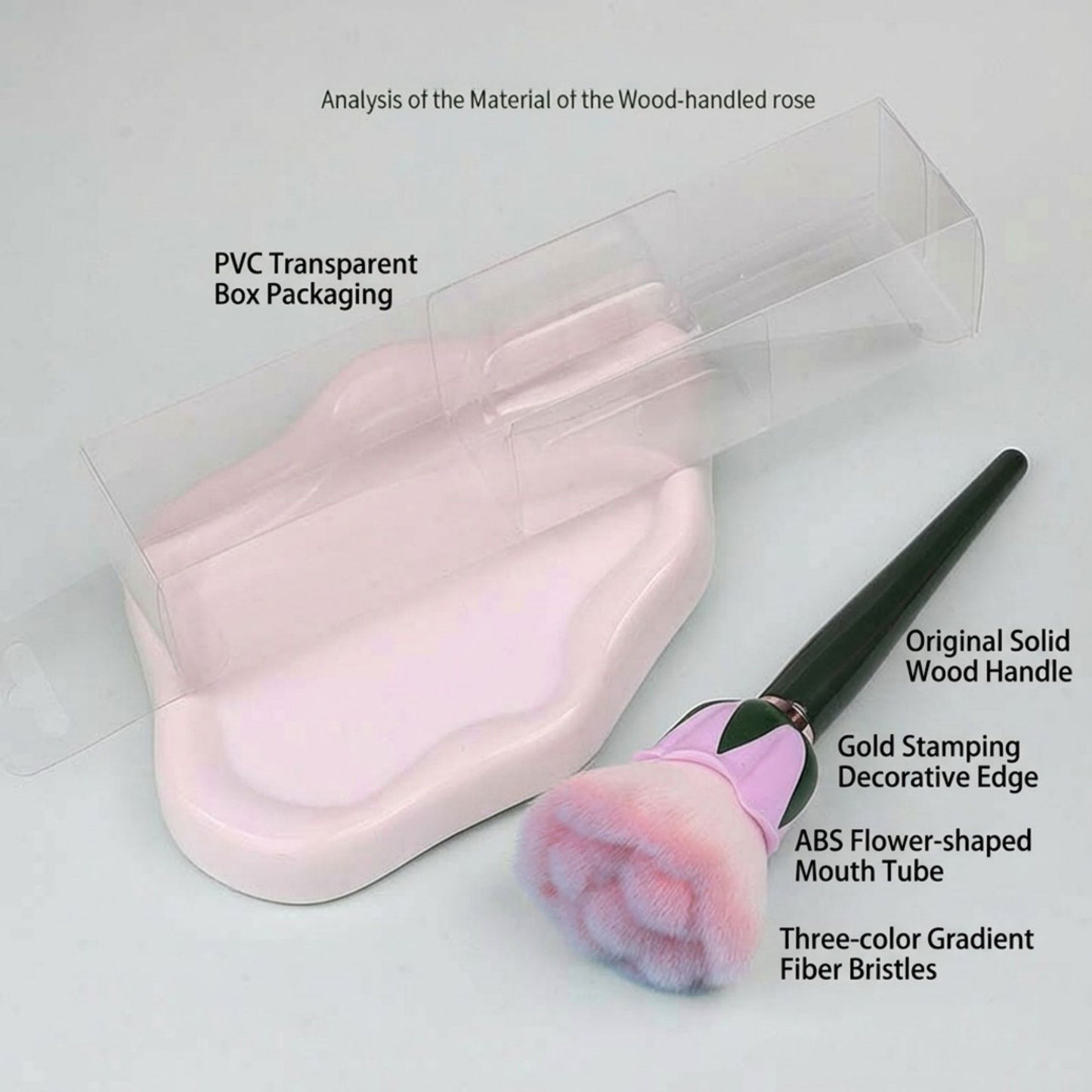 Flower-Shaped Soft Face Powder Brush with Sculpted Handle and Decorative Design