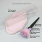 Flower-Shaped Soft Face Powder Brush with Sculpted Handle and Decorative Design