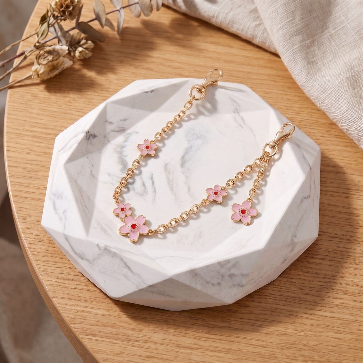 Decorative Floral Chain Bag Strap with Swivel Clasps