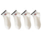 4 Pairs Ankle Socks with Ruffle Trim Cuff Featuring Cherry, Grid, Stripe, and Polka Dot Designs