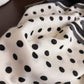 Polka Dot Satin Square Scarf with Contrasting Border Trim 27x27in