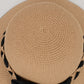 Women's Wide Brim Straw Hat with Braided Band and Contrast Bow Detail