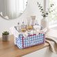 Gingham Fabric Storage Basket with Ruffle Trim and Handles