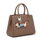 2-Piece Dachshund Dog Keychain Bag Charm Striped Sweater Apple Accent Clip Key Ring