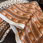 Geometric and Leaf Print Satin Square Scarf with Contrasting Patterns 27x27in