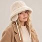 Plush Bucket Hat Removable Ear Flaps Tie Straps Fuzzy Winter Hat