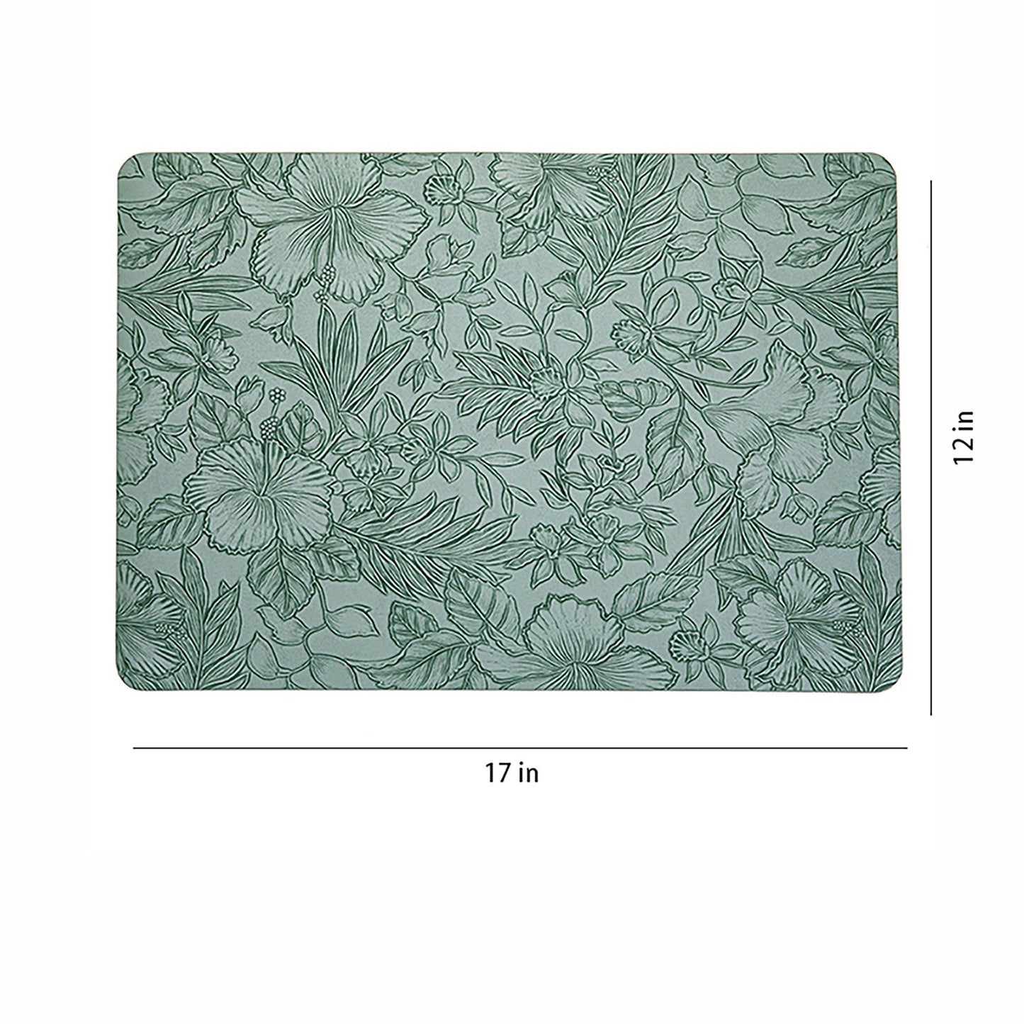 6 Piece Floral PVC Placemat Set Heat Resistant Wipe Clean Table Mats for Dining Table