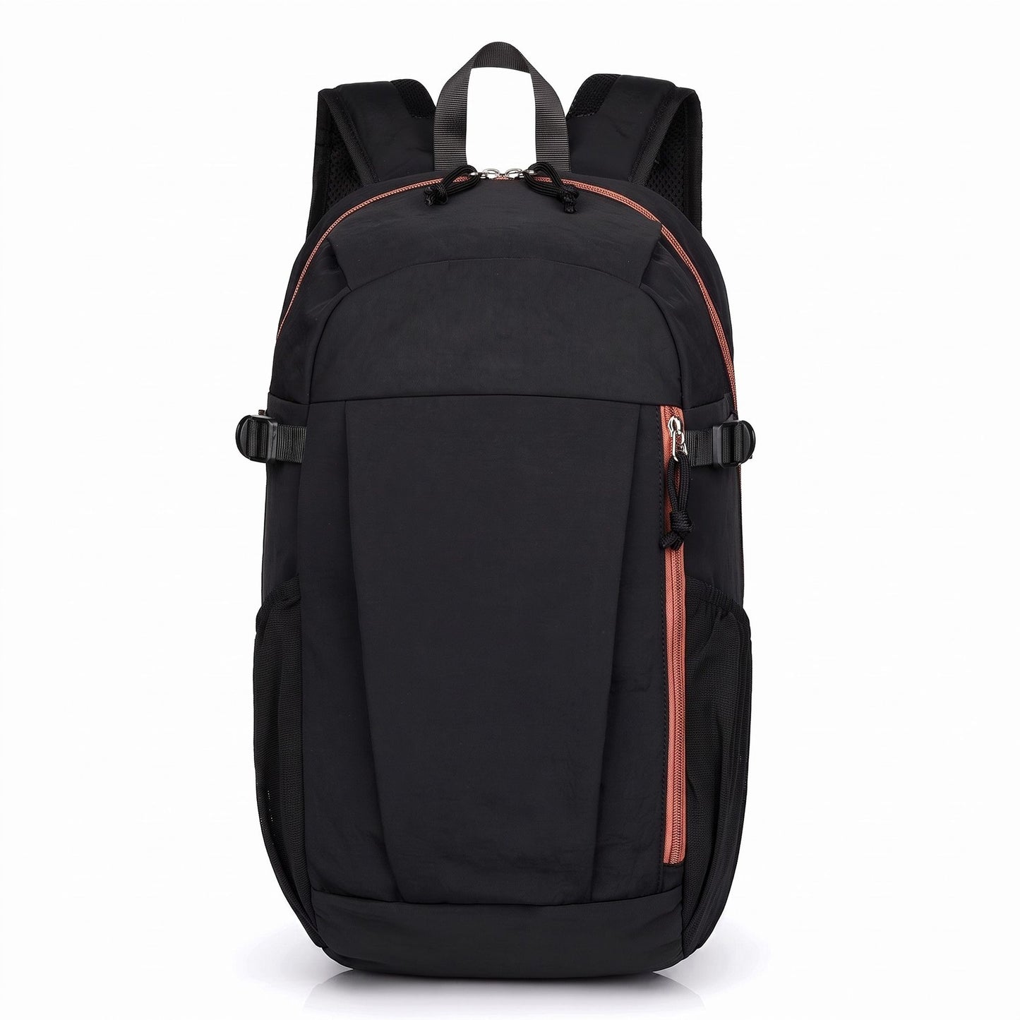 Everyday Backpack with Front Zip Pocket Side Mesh Pockets Padded Straps Top Hle