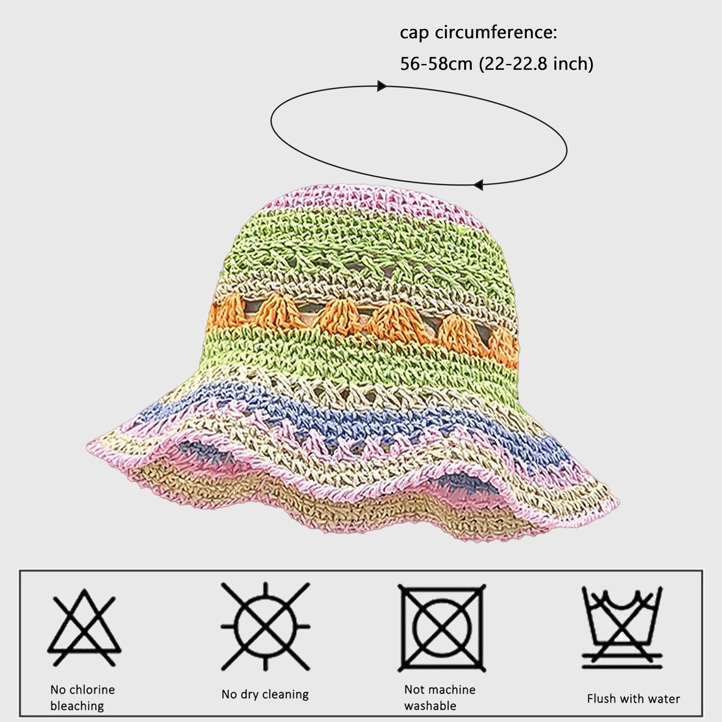 Women's Vibrant Multicolored Crochet Bucket Hat