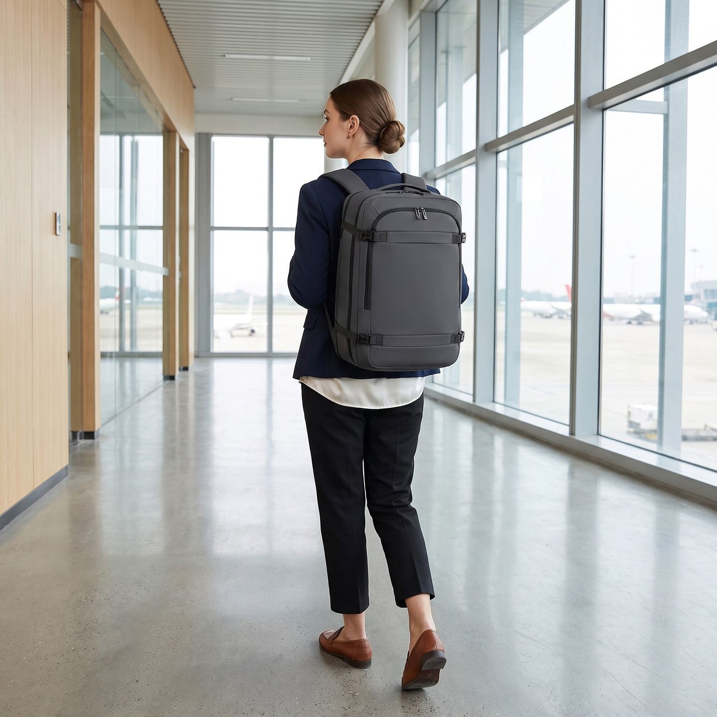 Large Travel Backpack with Compression Straps Multiple Compartments and Padded Shoulder Straps