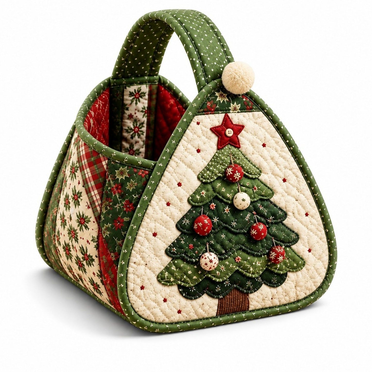 Christmas Santa Quilted Carry Basket DIY Sewing Kit