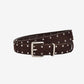 Studded Suede Leather Belt with Square Silver Tone Buckle 41.3in