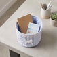 Quilted Fabric Storage Basket with Lace Trim and Bow