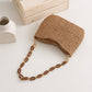 Woven Shoulder Bag with Chain Strap Zip Closure and Interior Slip Pocket