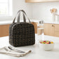 Reusable Lunch Bag Large Capacity Zipper Tote with Striped Handles