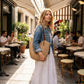 Cotton Crochet Woven Tote Bag with Shoulder Straps and Inner Pocket