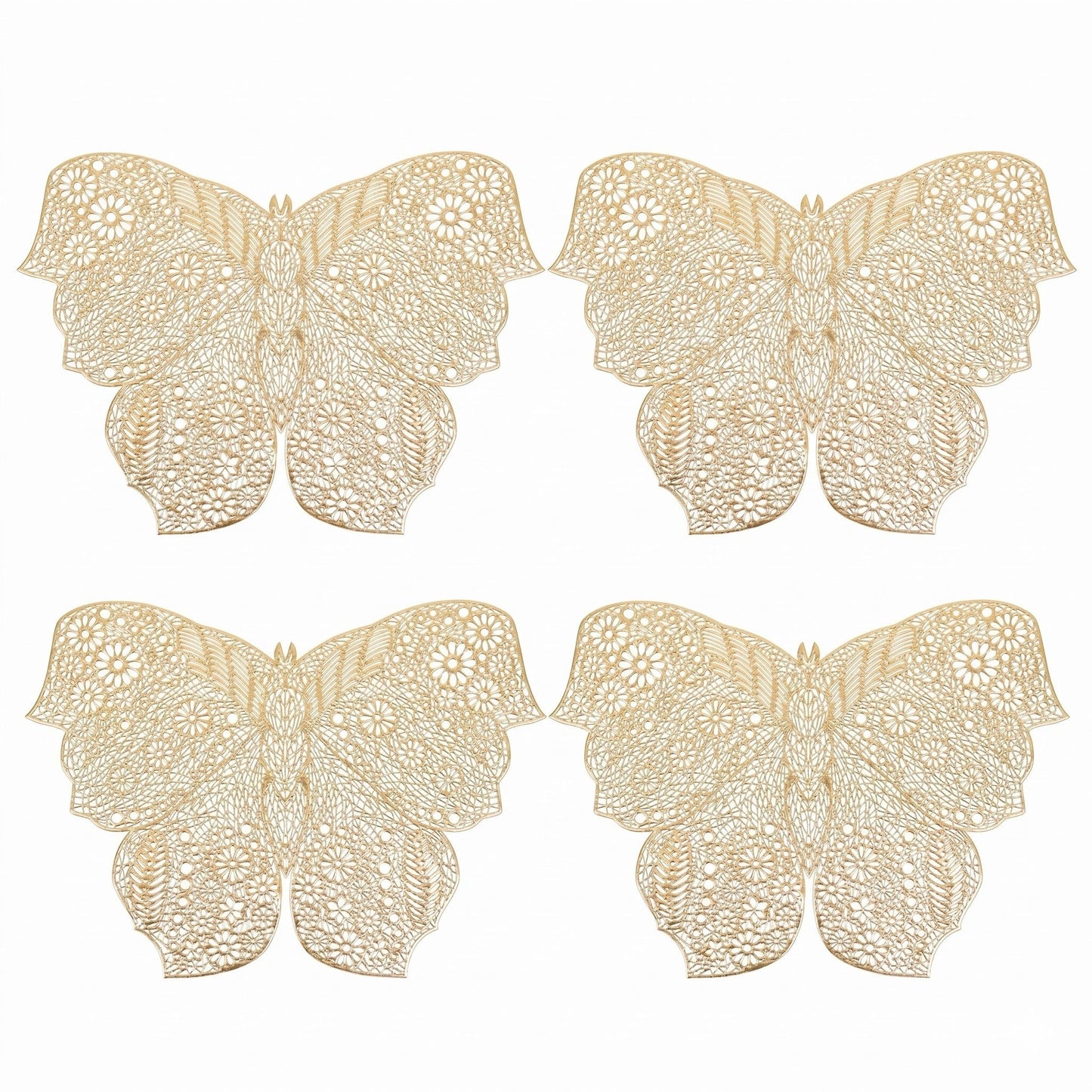 4 Piece Butterfly Placemat Set Decorative PVC Heat Resistant Table Mats for Dining Table